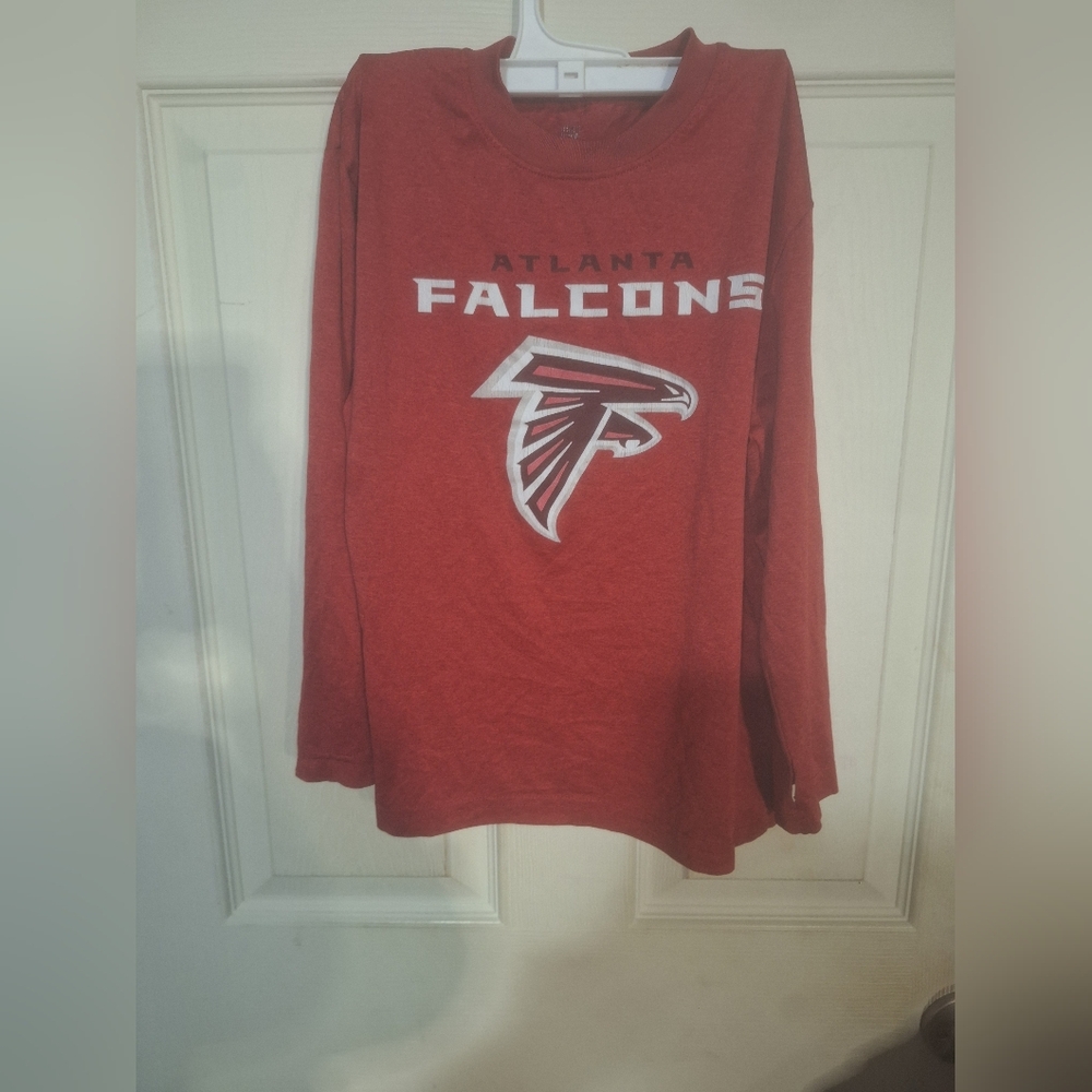Women Long Sleeve Tee - Bold Red with Falcons Logo